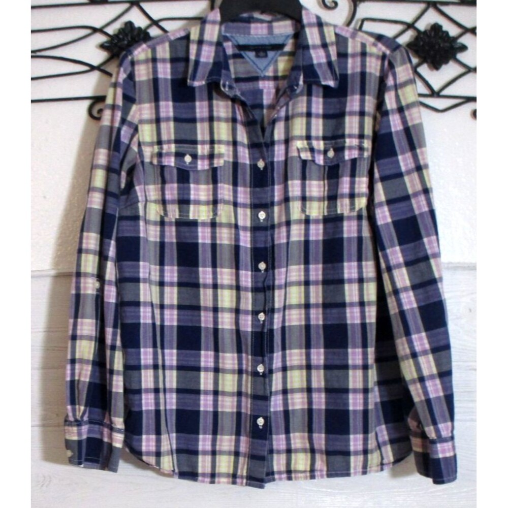 Tommy Hilfiger Women's Top Size XL Long Sleeve Multicolored Plaid